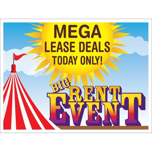 Coroplast Semi-Custom Sign, Big Top Rent Event 1, 24 X 18