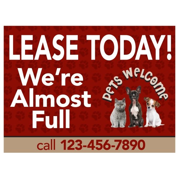 Coroplast Semi-Custom Yard Sign, Furry Pets, 24 X 18