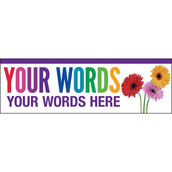Horizontal Semi-Custom Banner, Rainbow Daisies, 10' X 3'