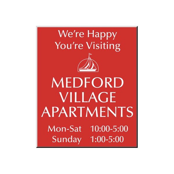 Front Engraved Sign, Red, 10 X 12