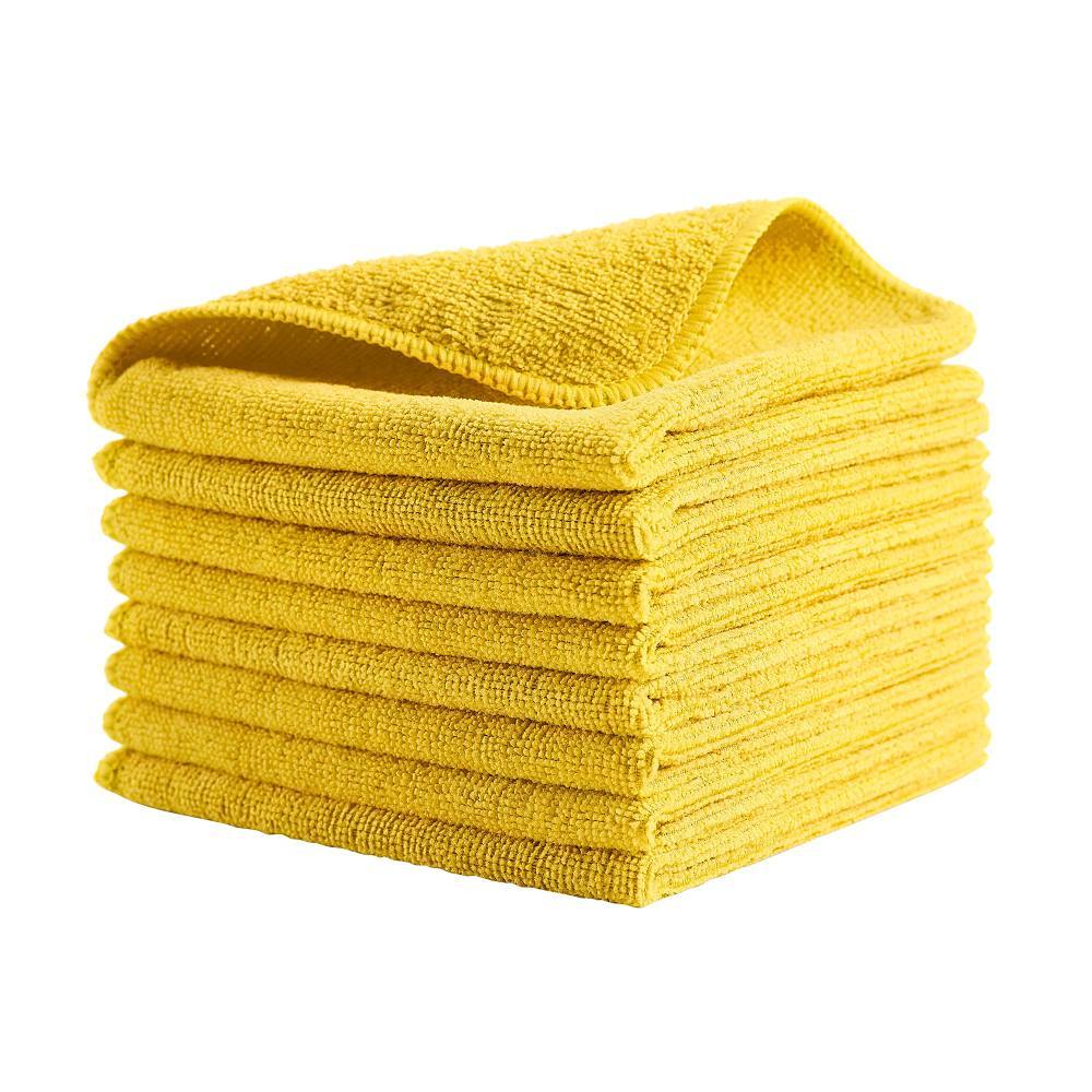 Rubbermaid Commercial Microfiber Light-Duty Yellow Cleaning Cloth, 16" X 16", Package Of 24