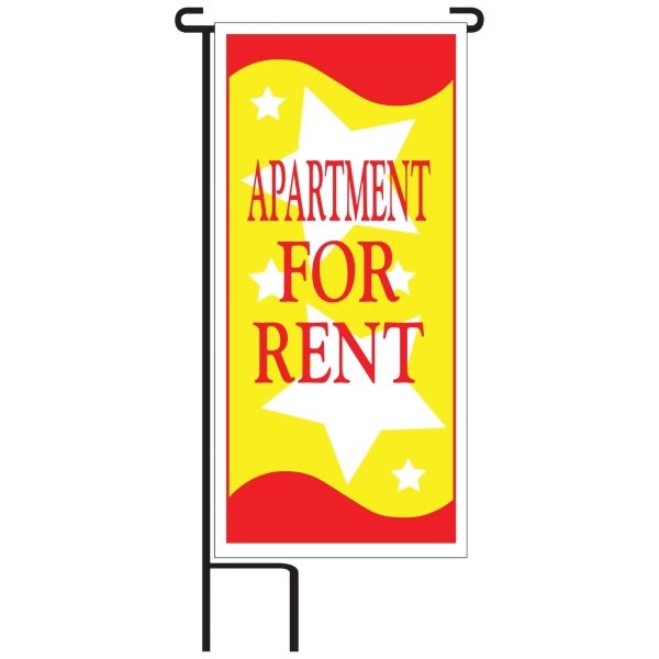 Apartment For Rent Lawn Banner Kit, Red And Yellow, 15 X 32