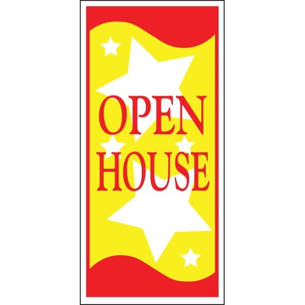 Open House Lawn Banner, Red And Yellow, 15 X 32