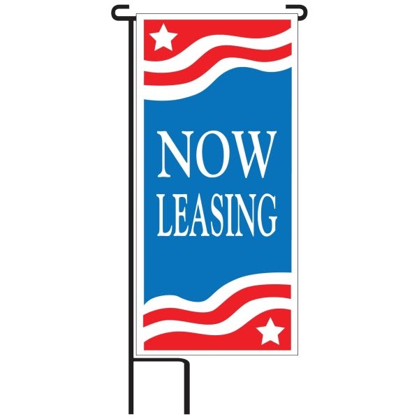 Now Leasing Lawn Banner Kit, Patriotic, 15 X 32
