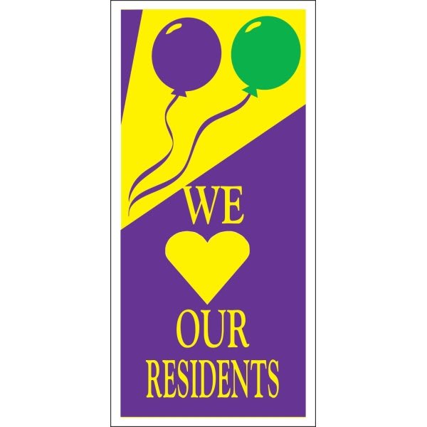 We Heart Our Residents Lawn Banner, Festive, 15 X 32