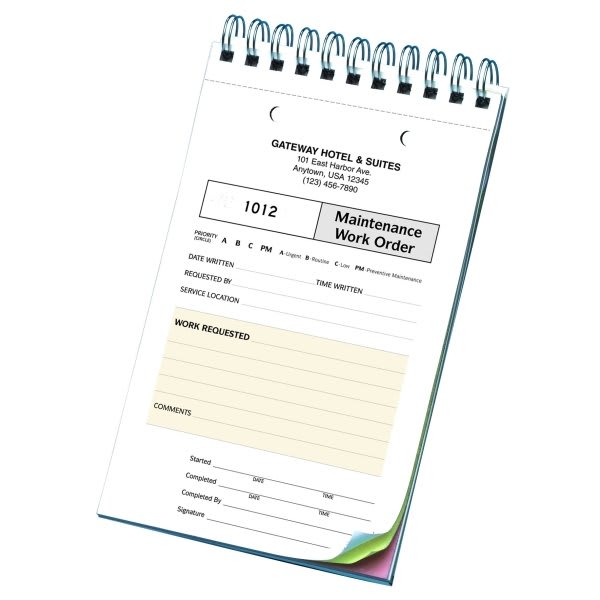 Personalized 3Part Maintenance Request Book, 3 to a Page HD Supply