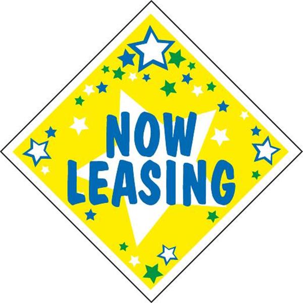 Aluminum Now Leasing Diamond Shaped Amenity Sign, Stars, 24 X 24