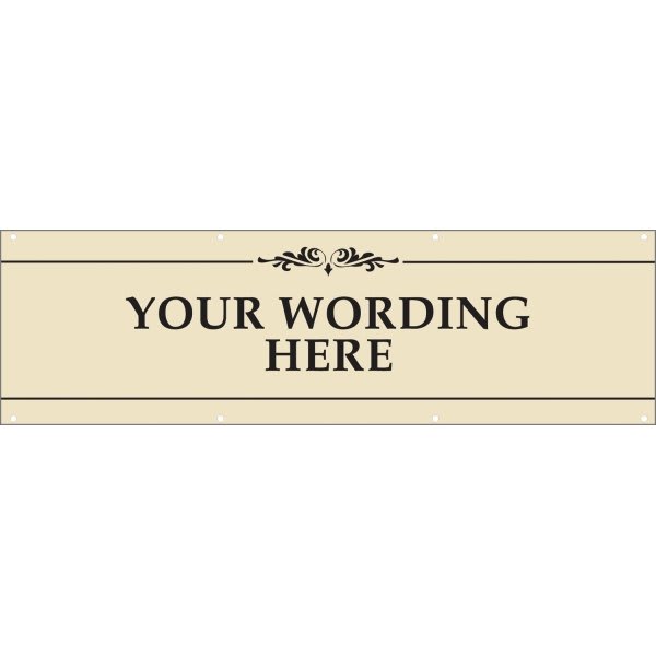 Horizontal Semi-Custom Banner, Black/Ivory, 10' X 3'