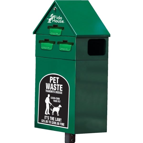 Fido House® 10 Gallon Pet Waste Green Receptacle With Lid HD Supply