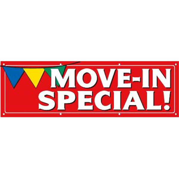 Horizontal Move In Special Pennant Banner, Red, 10' X 3'