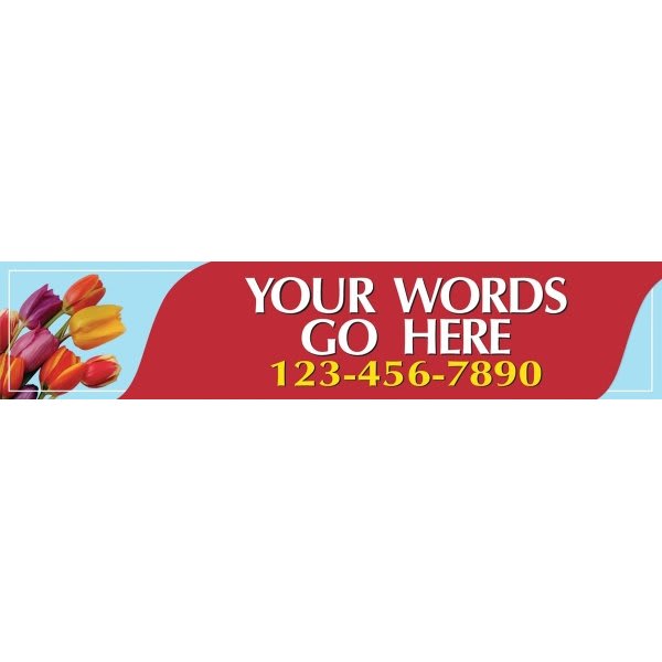Horizontal Semi-Custom Banner, Red/Blue Tulips, 15' X 4'