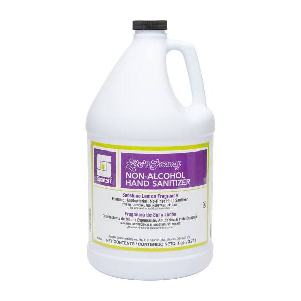 Spartan Lite'n Foamy Non-Alcohol Foaming Hand Sanitizer, Sunshine Lemon Scented, 1 Gal, Case Of 4