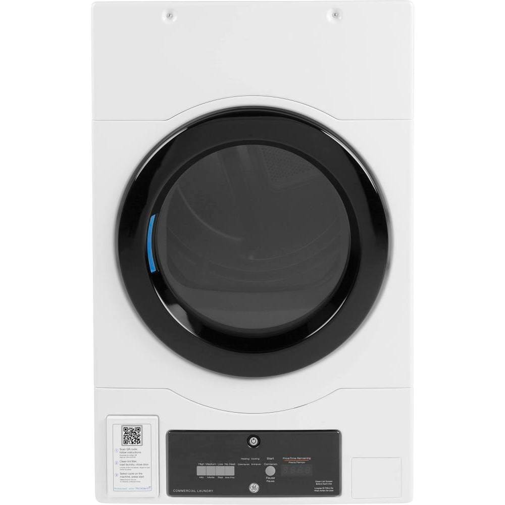 GE Commercial 7.7 Cu. Ft. Stackable SmartHQ Front Load Gas Dryer, Built-In App Payment System, Coin Drop Compatible