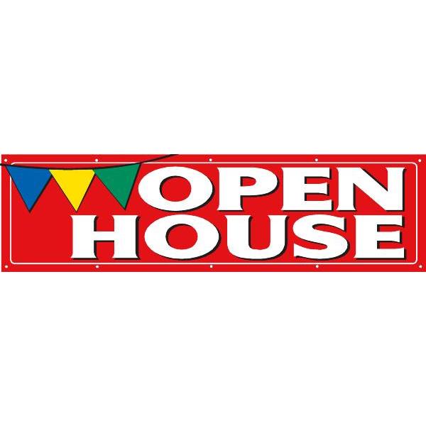 Horizontal Open House Banner, Red Pennant, 15' X 4'
