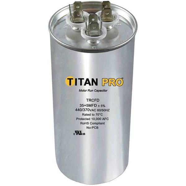 Titan Run Capacitor 60+10 Mfd 440/370-Volt Round