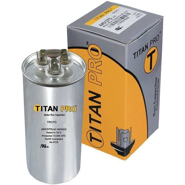 Packard Titan Pro Run Capacitor 70+7.5 Mfd 440/370-Volt Round