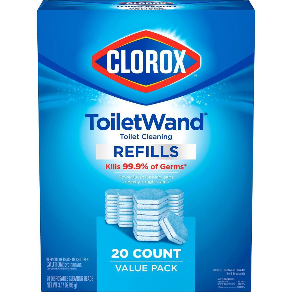 Clorox Toiletwand Toilet Cleaning Refills, Disinfecting Scrubbing Pads, Package Of 20