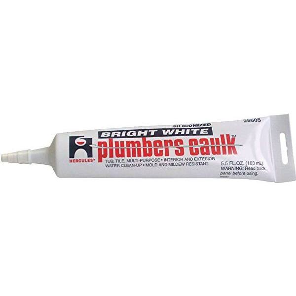 Hercules 5.5 Oz Bright White, Plumbers, Caulk