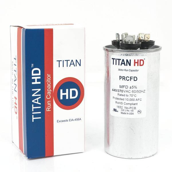 Titan 35+7.5 Mfd 440/370-Volt Round Run Capacitor