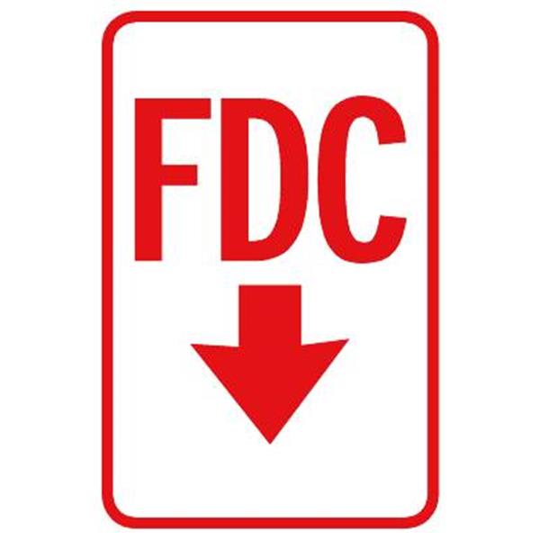 Fire Lane Fdc Sign, Reflective, 12 X 18