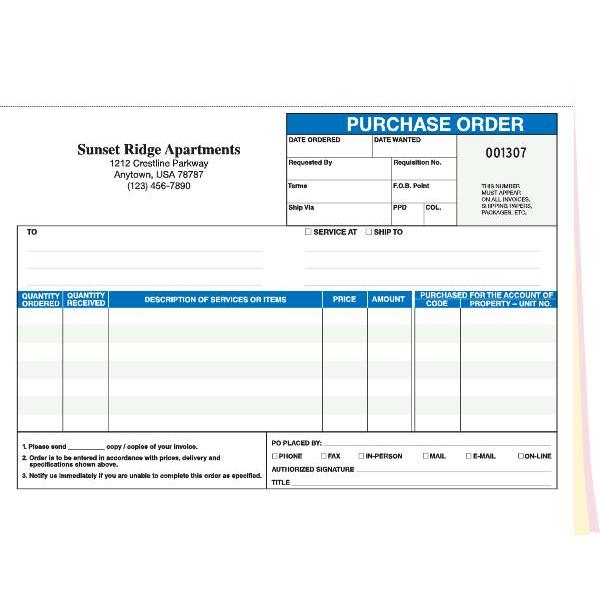 3Part Purchase Orders Non Ruled Package Of 100 HD Supply