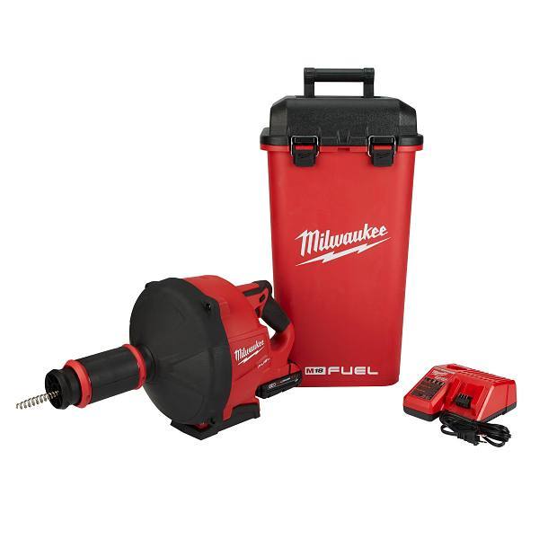 Milwaukee M18 Fuel 18-Volt Lithium-Ion Cordless Plumbing Drain Snake Auger Kit With Cable Drive & 5/16 In. Cable