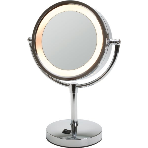 Jerdon 8-1/2" Table Top Mirror Chrome With Halo Light