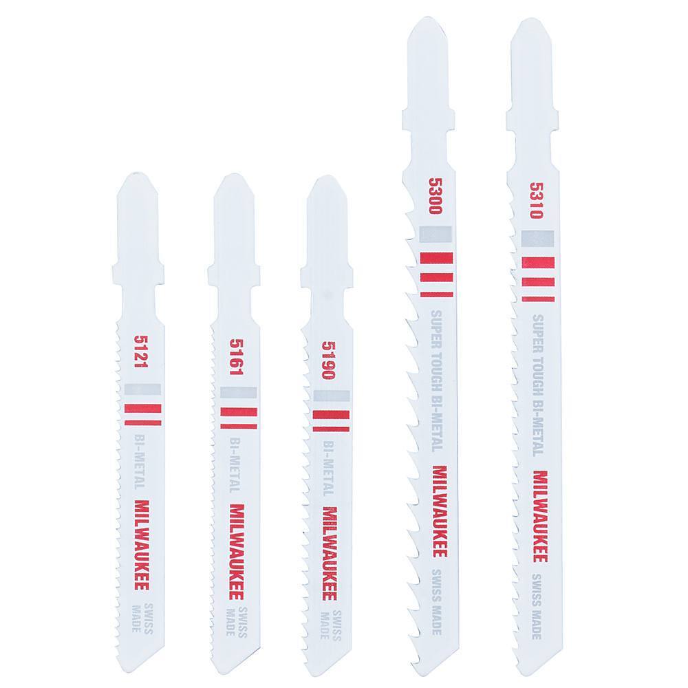 Milwaukee 3 - 5" 9/32 In. T-Shank Bi-Metal Multi-Purpose Jig Saw Blade, 5-Pack