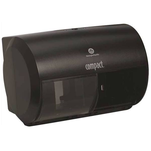 COMPACT Side-By-Side Double Roll Toilet Paper Dispenser, Black