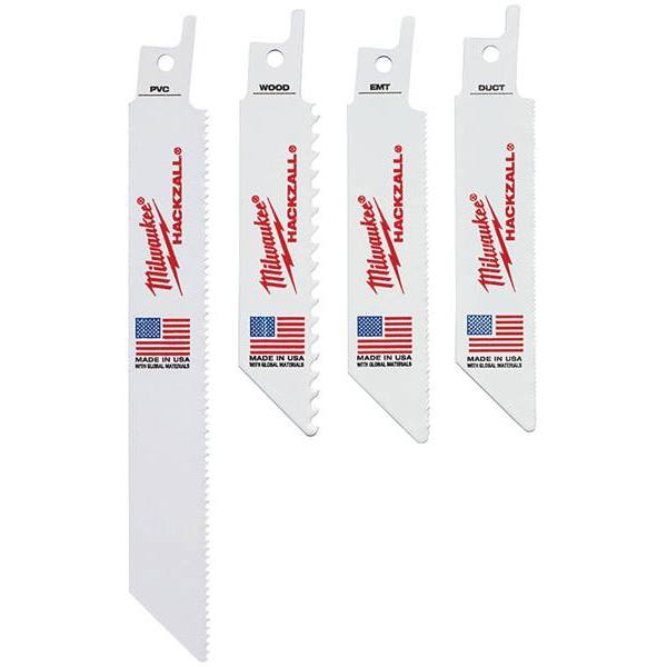 Milwaukee Hackzall 4 In./6 In. 6-24 TPI Bi-Metal Wood/Metal Cutting Reciprocating Saw Blade, 10-Pack With Storage Pouch