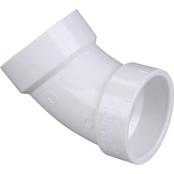 Inc. 4 In. PVC DWV 45 Deg. Hub X Hub Elbow Fitting