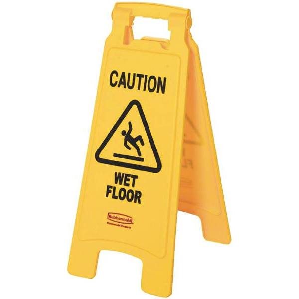 Rubbermaid Commercial 2-Sided Caution Wet Floor Sign, 25", Yellow