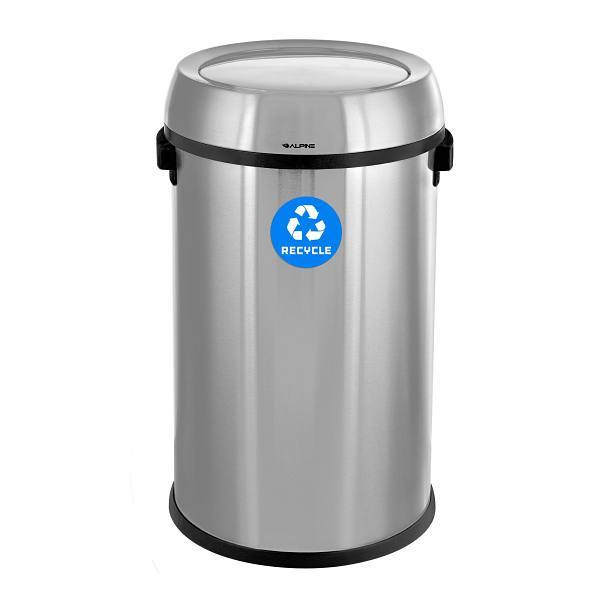 Alpine Industries 17-Gallon Stainless Steel Commercial Recycling Bin Trash Can