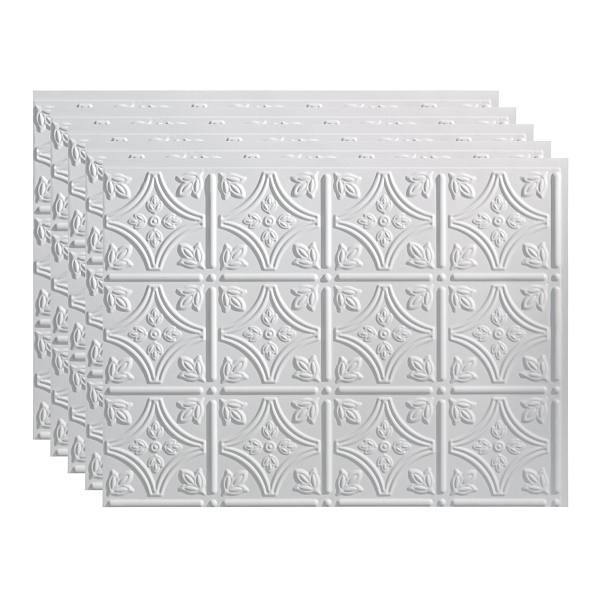 Fasade Traditional 1 Decorative Vinyl 18in X 24in Backsplash White Package Of 5