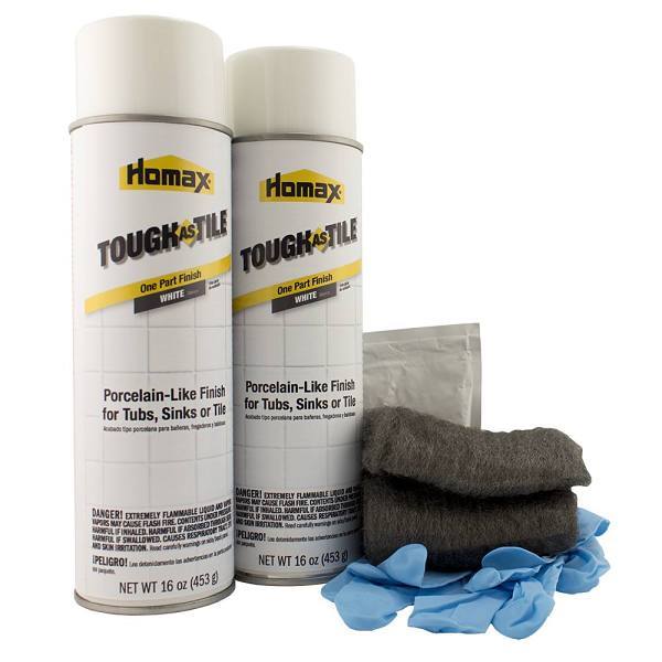 Homax White Tough As Tile Aerosol Tub, Sink, And Tile Refinishing Kit, 32 Oz.
