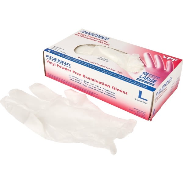 Adenna 3.5 Mil Large Vinyl Powder Free Exam Gloves (100-Box)