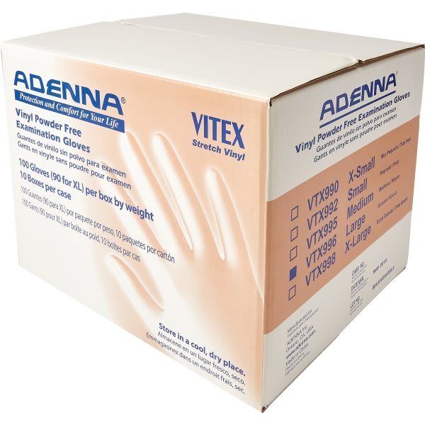 Adenna VPF235 Vinyl Power Free Gloves – Size Medium, Powder-Free, Box Of 100