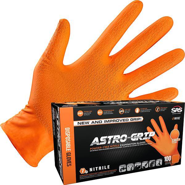 Sas Safety Astro-Grip Disposable Nitrile Gloves - X-Large - Package Of 100
