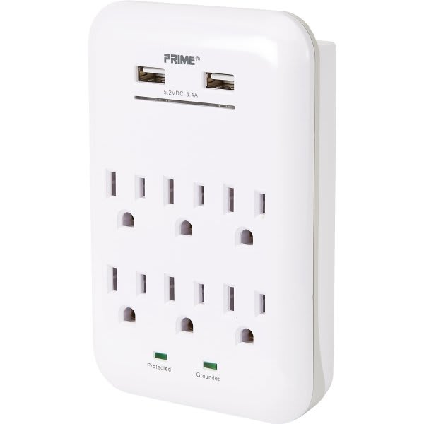 Prime Wire & Cable® 6-Outlet/USB Surge Protector