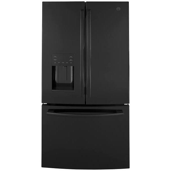 GE ENERGY STAR 25.7 cu. ft. 36in. French Door Refrigerator With Ice Maker, Black, ADA
