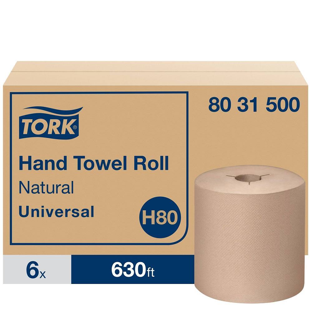 Tork Paper Hand Towel Roll, Universal, Natural, H80 (6 Rolls X 630 Ft)