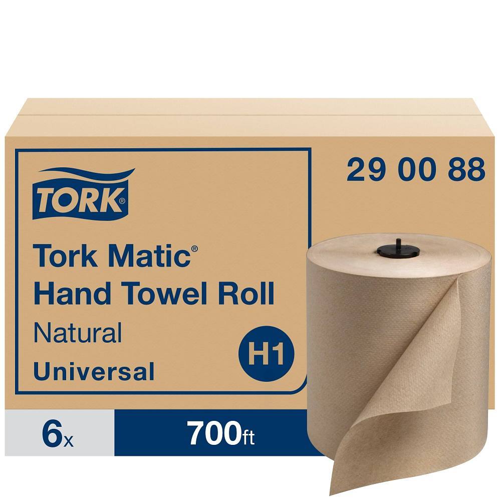 Tork Universal Matic Hand Towel Rolls, Natural, H1 System, 700 ft/Roll, 6 Rolls/Case