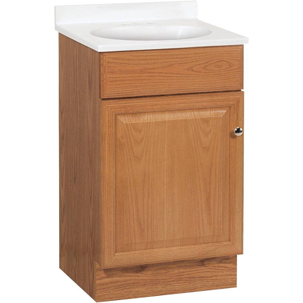 Seasons 18 in. W X 16 in. D X 35 in. H Bathroom Vanity Cabinet With Top, Oak
