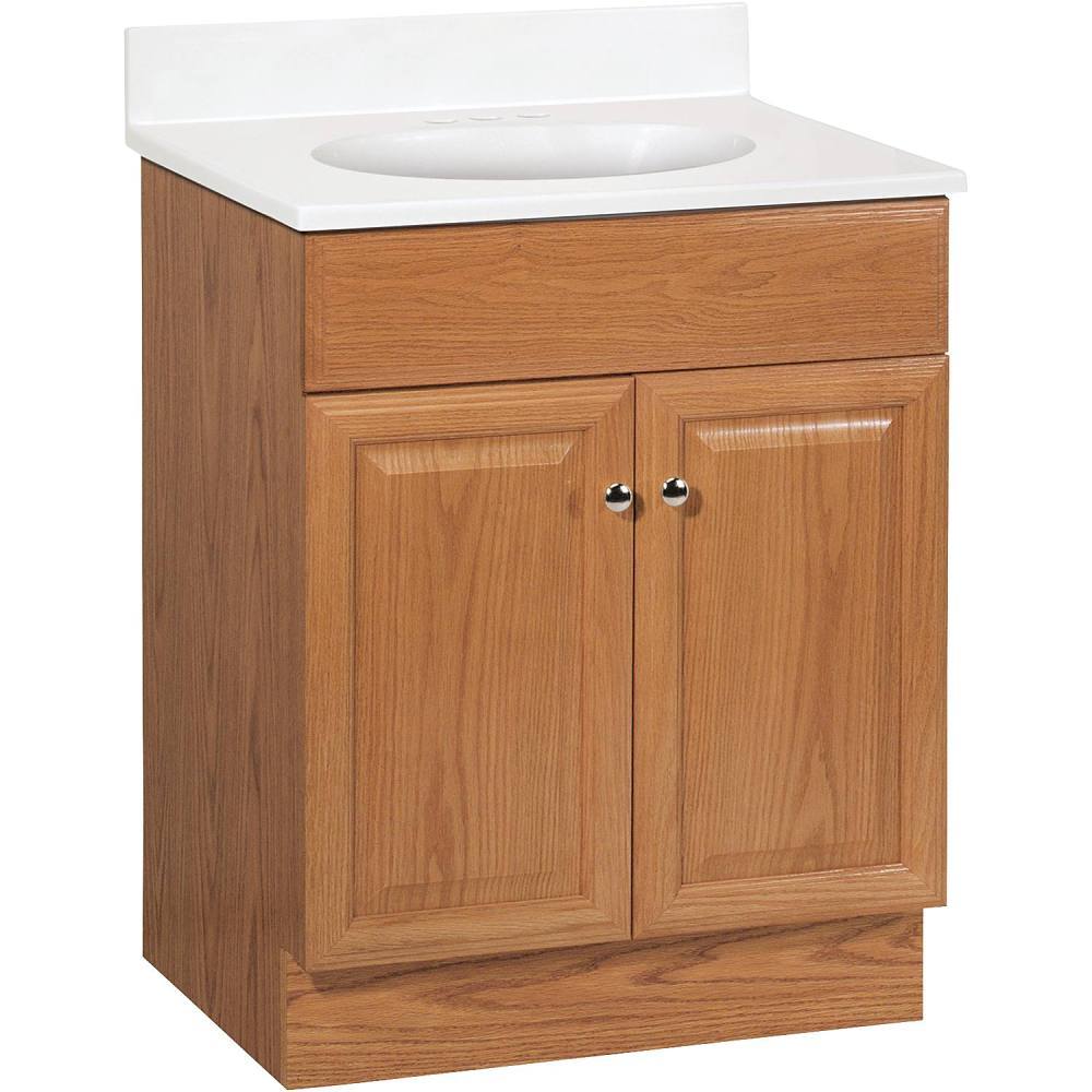 Seasons 24 in. W X 18 in. D X 35 in. H Bathroom Vanity Cabinet With Top, Oak