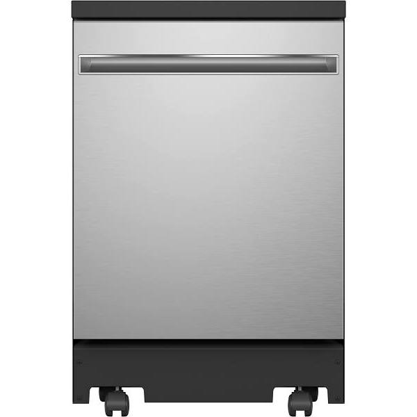 GE ENERGY STAR 24 In. Top Control SmartHQ Portable Dishwasher With Ss Interior, Sanitize Cycle, Stainless Steel