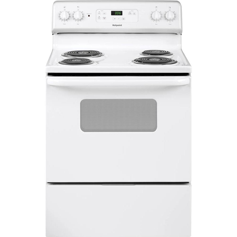 Hotpoint ENERGY STAR 30 In. 5.0 cu. ft. Coil Electric Freestanding Range, Standard Clean, White