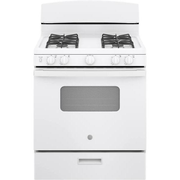 GE 30 In. 4.8 cu. ft. 4 Burner Gas Freestanding Range, Standard Clean, White, ADA