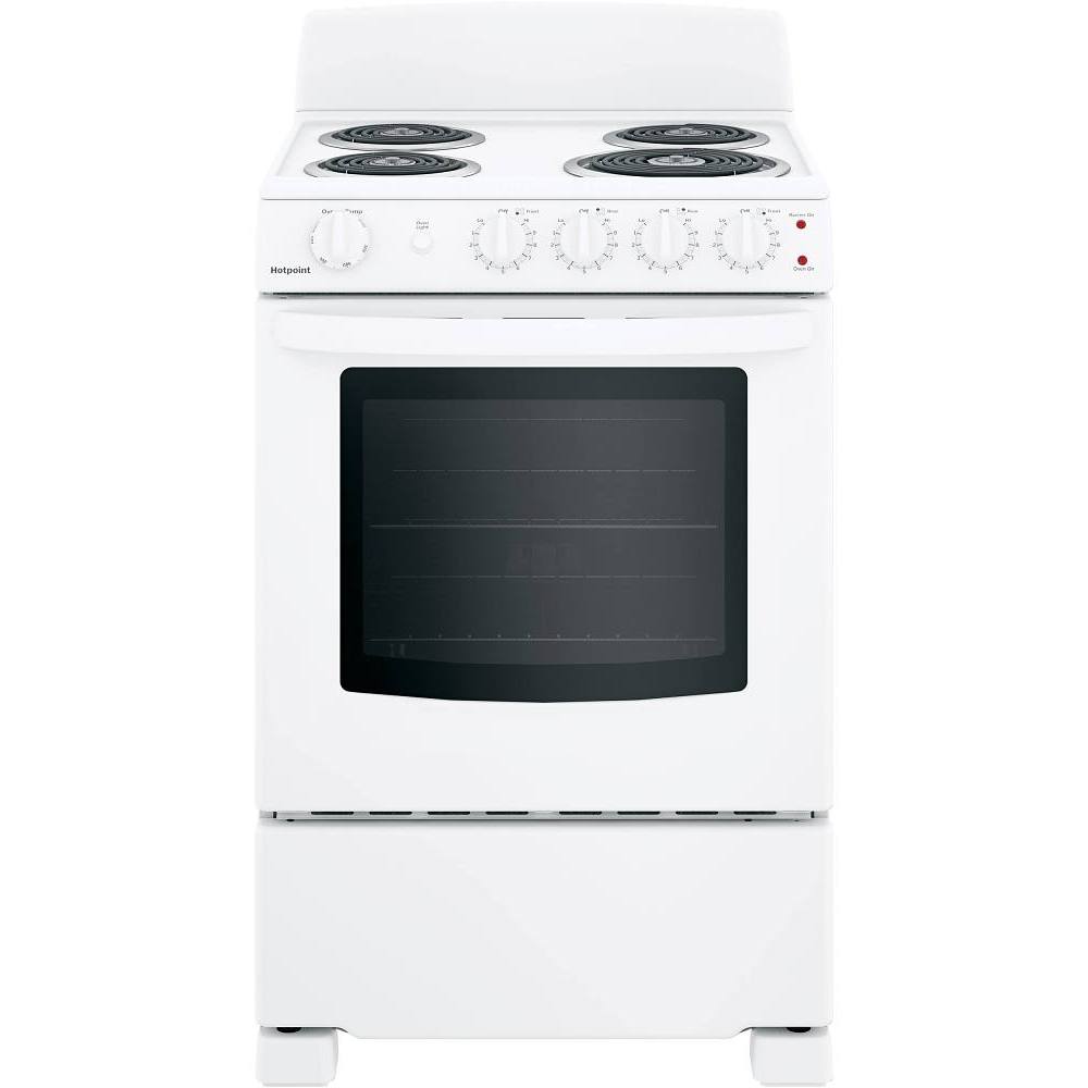 Hotpoint ENERGY STAR 24 In. 2.9 cu. ft. Coil Electric Freestanding Range, Standard Clean, White, ADA