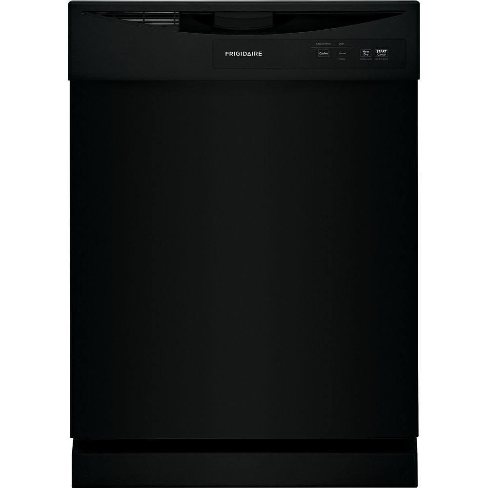 Frigidaire Built-In Dishwasher, 62 Dba, Black, Front Control, 2 Wash Cycles, 24"