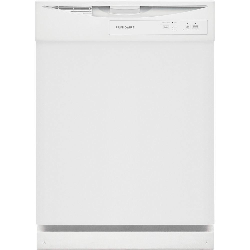Frigidaire Built-In Dishwasher, 62 Dba, White, Front Control, 2 Wash Cycles, 24"
